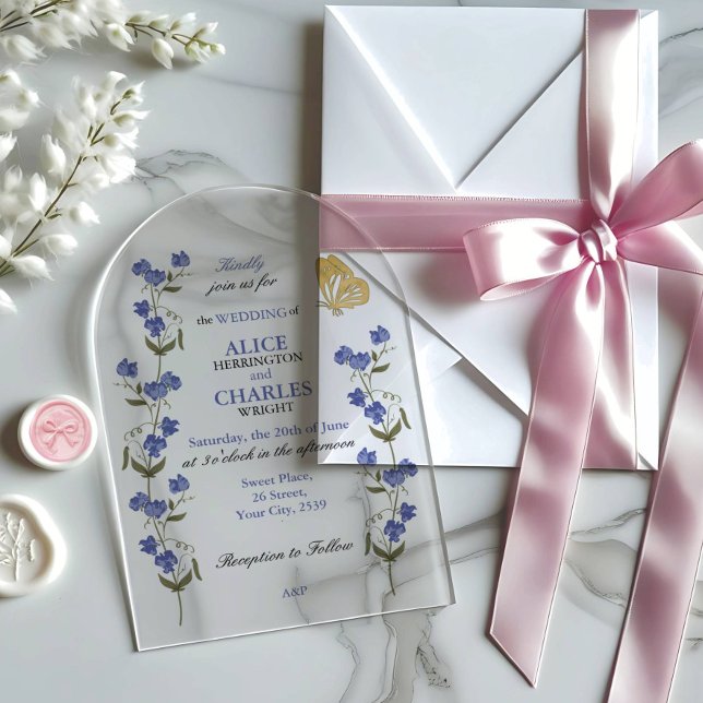  Sweet Pea Floral Wedding Acrylic Invitations (Creator Uploaded)