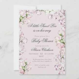 Sweet Pea flower arch Baby brunch elegant lavender Invitation