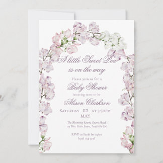 Sweet Pea flower arch Baby brunch elegant lavender Invitation