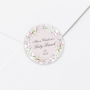 Sweet Pea flower Baby brunch elegant Round  Classic Round Sticker