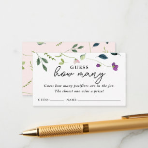 Sweet Pea Flower Baby Shower Guessing Game Cards