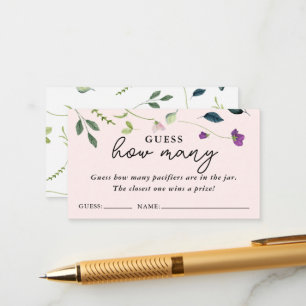 Sweet Pea Flower Baby Shower Guessing Game Cards