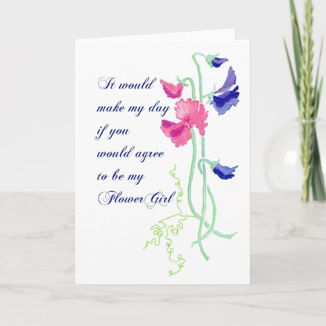 Sweet Pea Flower Girl Request Card (Front)