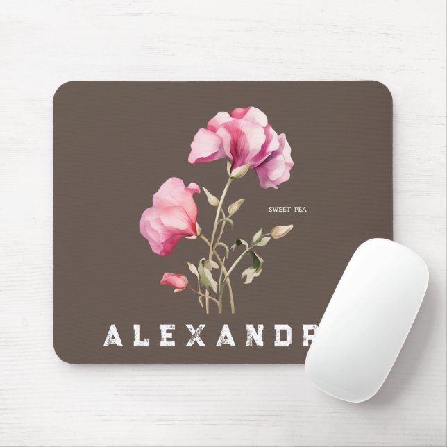 Sweet Pea Flower - Personalise It Mouse Pad (With Mouse)