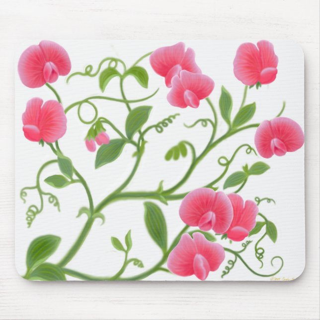 Sweet Pea Flower Vine Mousepad (Front)