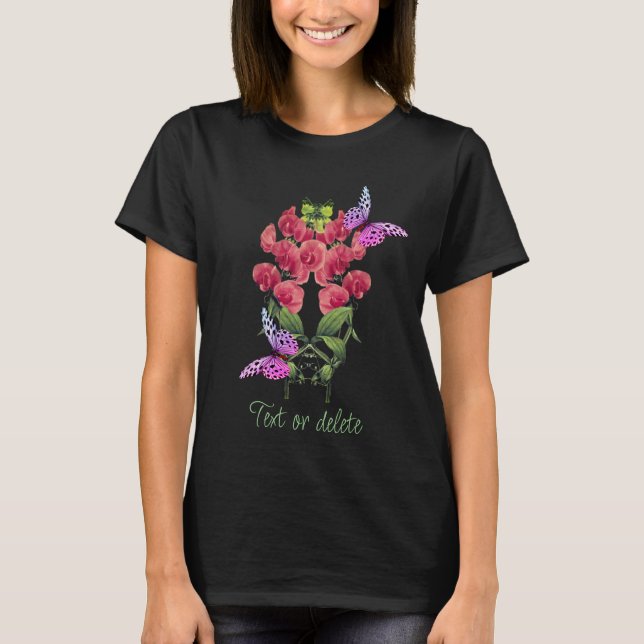 Sweet Pea Flowers And Butterflies Personalised  T-Shirt (Front)