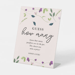Sweet Pea Flowers   Baby Shower Guessing Game Sign