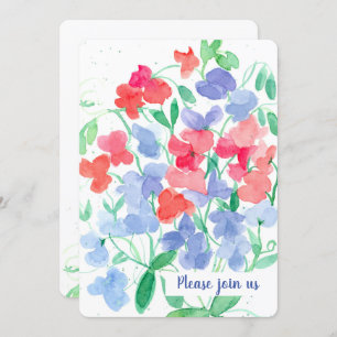 Sweet Pea Flowers Birthday Party Invitation