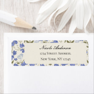 Sweet Pea Flowers Cream Return Address Label