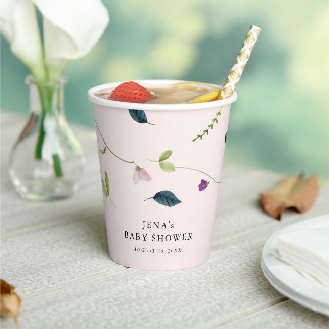 Sweet Pea Flowers | Girl Baby Shower Paper Cups (Insitu)