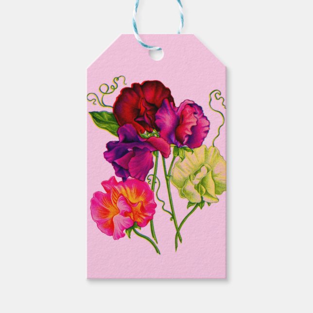 sweet pea flowers print gift tags (Front)