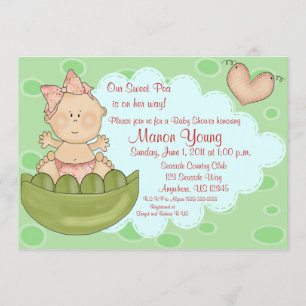 Sweet Pea Girls Baby Shower Invitation
