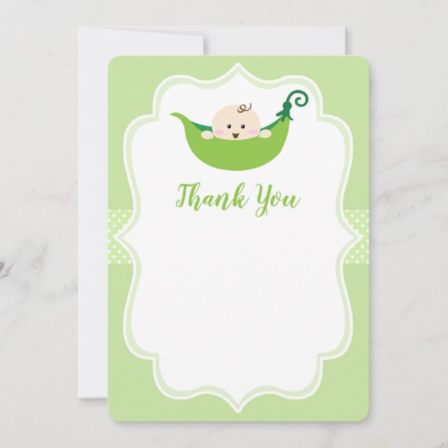 Sweet Pea Green Thank You Note Invitation (Front)