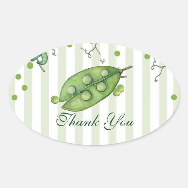 Sweet Pea Green Whimsical Polka Dot Baby Shower Oval Sticker (Front)