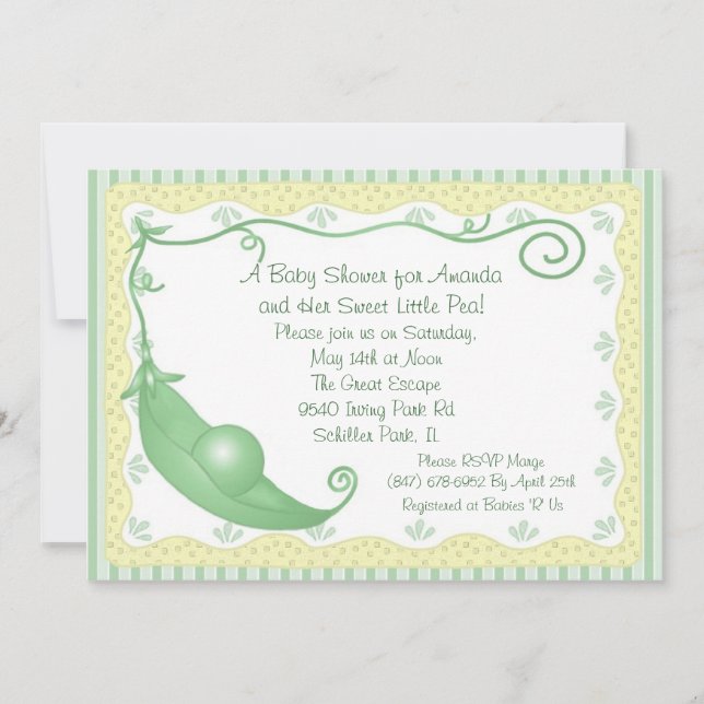 Sweet pea in a Pod Baby Shower Invitations (Front)
