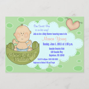 Sweet Pea in Pod Boys Baby Shower Invitation