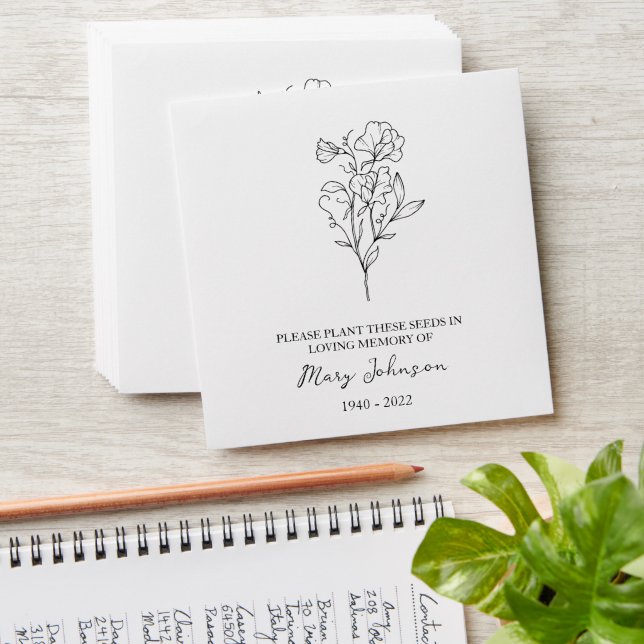 Sweet Pea Memorial Funeral Seed Envelope (Stacked)