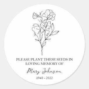 Sweet Pea Memorial Funeral Seed Packet Classic Round Sticker