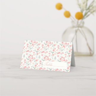 Sweet Pea Pink and Cream Flowers Place Card