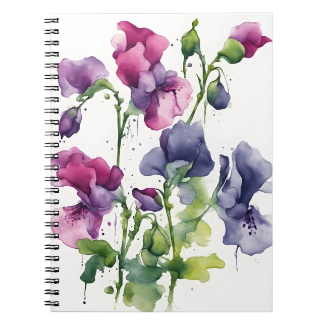 Sweet Pea - Watercolor flowers Notebook (Front)