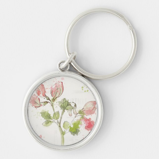 Sweet Pea watercolor Key Ring (Front)