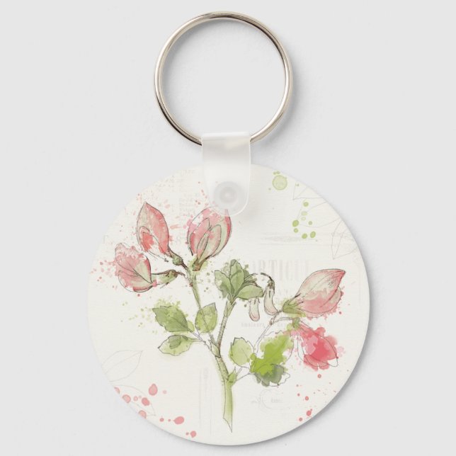 Sweet Pea watercolor Key Ring (Front)