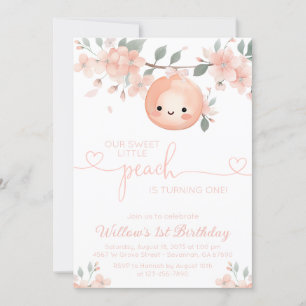 Sweet Peach 1st Birthday Invitation