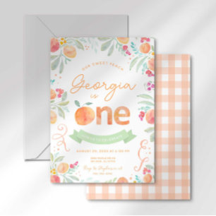 Sweet Peach 1st Birthday Invitation