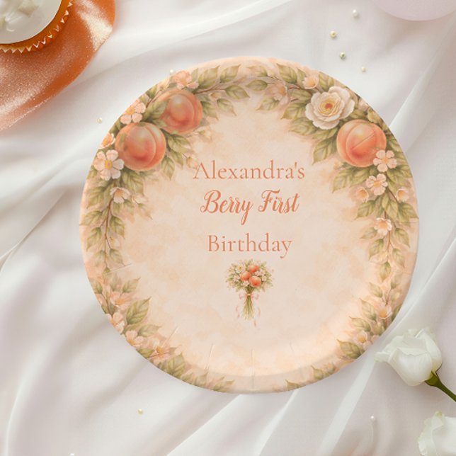 Sweet Peach 1st Birthday Paper Plate (Creator Uploaded)