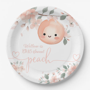 Sweet Peach 1st Birthday Paper Plate