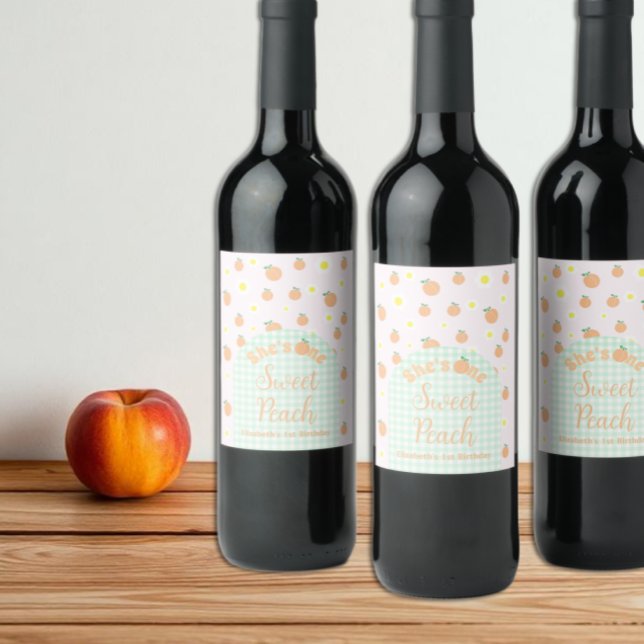 Sweet Peach 1st Birthday Wine Label (Creator Uploaded)