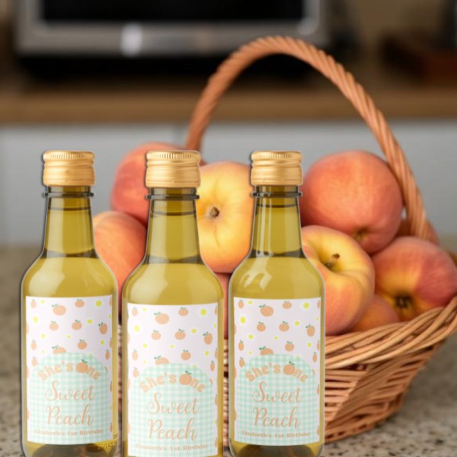 Sweet Peach 1st Birthday Wine Label (Creator Uploaded)