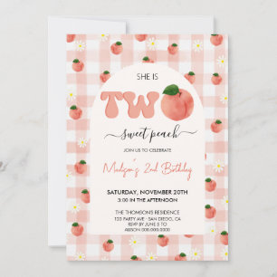  Sweet Peach 2nd Birthday Invitation