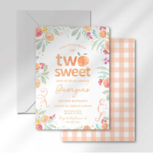 Sweet Peach 2nd Birthday Invitation