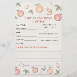 sweet peach advice for baby shower game