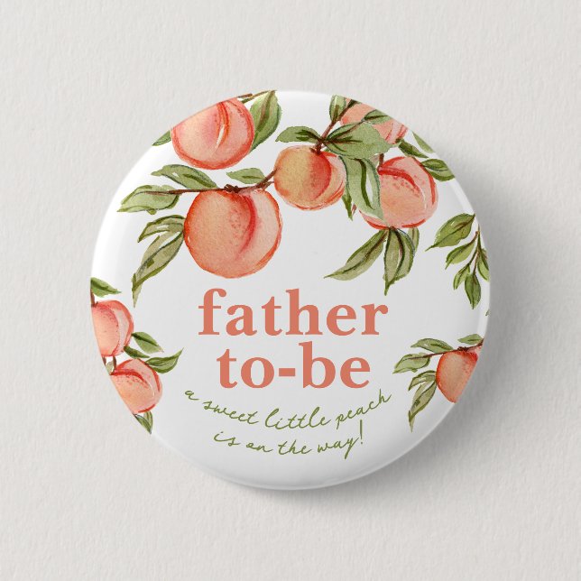 Sweet Peach Baby Shower Father-to-be Button (Front)