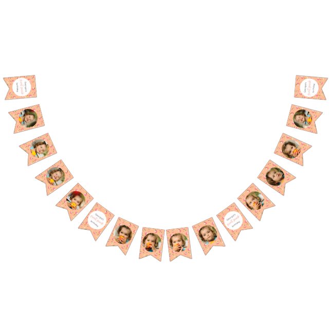 Sweet Peach Birthday 12 Month Photo Milestone Bunting (All)