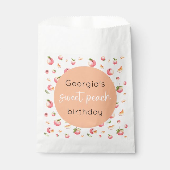 Sweet Peach Birthday Favour Bag (Front)