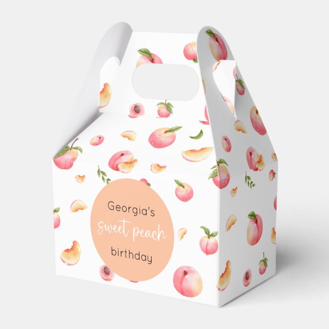 Sweet Peach Birthday Favour Box (Front Side)