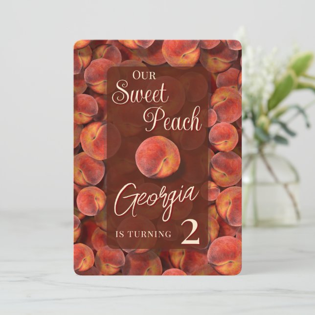 Sweet Peach Birthday Invitation (Standing Front)