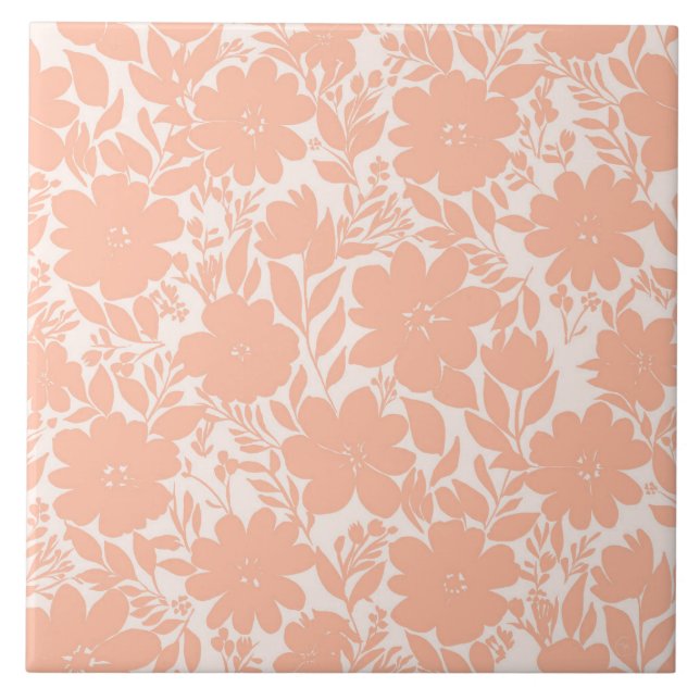 Sweet Peach Blossom Flowers Ceramic Tile (Front)