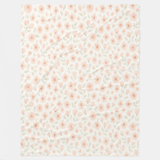 Sweet Peach Blossom Sprig Pattern Fleece Blanket