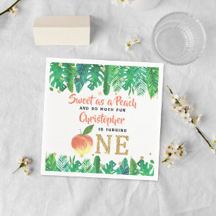 Sweet Peach Boys 1st Birthday Napkin
