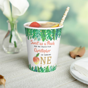 Sweet Peach Boys 1st Birthday Paper Cups