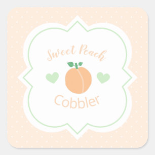 Sweet Peach Cobbler Elegant Baby Shower Square Sticker