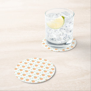 Sweet Peach Elegant Baby Shower Round Paper Coaster
