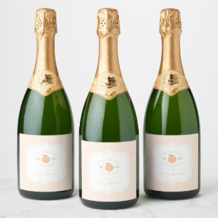 Sweet Peach Elegant Baby Shower Sparkling Wine Label