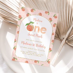Sweet Peach First Birthday Invitation