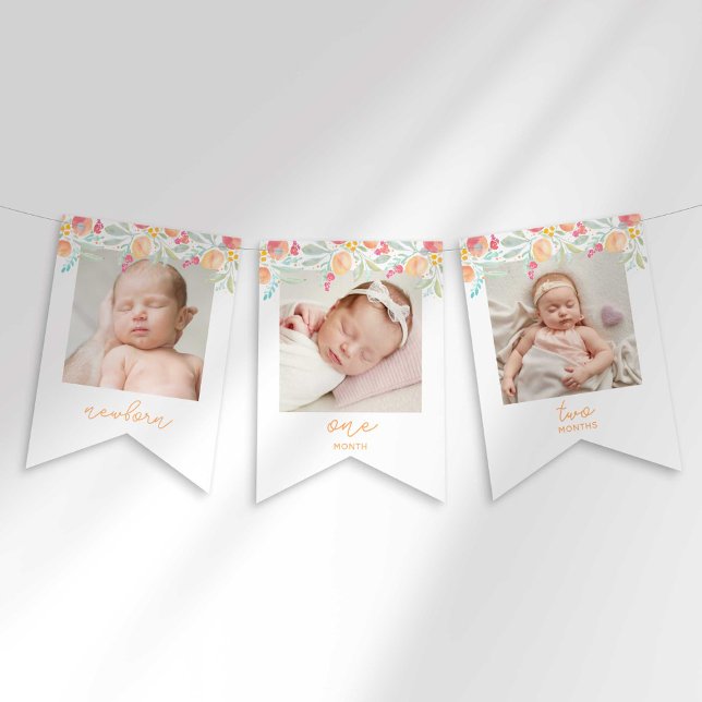 Sweet Peach First Birthday Photo Banner (Creator Uploaded)