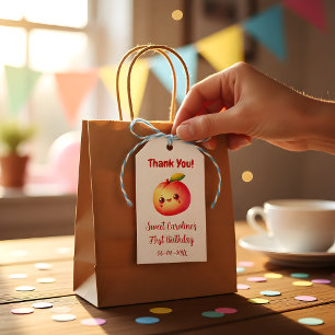 Sweet Peach First Birthday Thank You Gift Tags